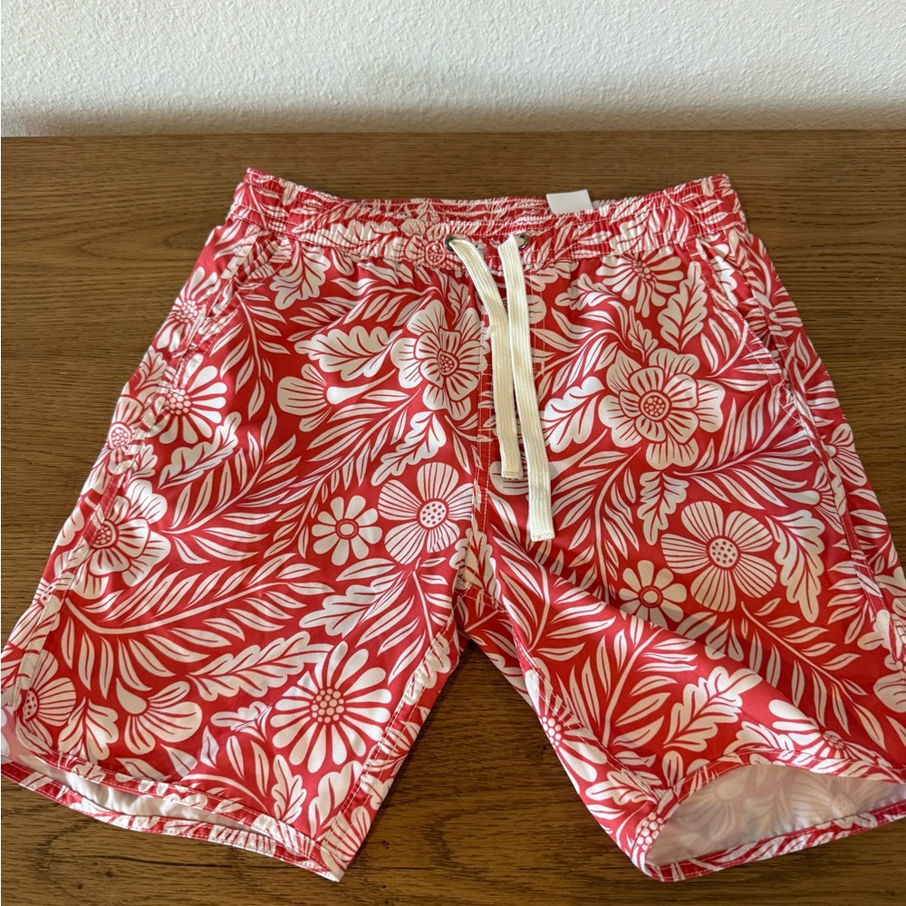 Fair Harbor Red Floral Boys Hybrid Shorts